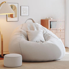 light gray bean bag chair and ottoman set