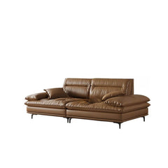 Cowhide Auburn Floor Sofa with Arm side angle