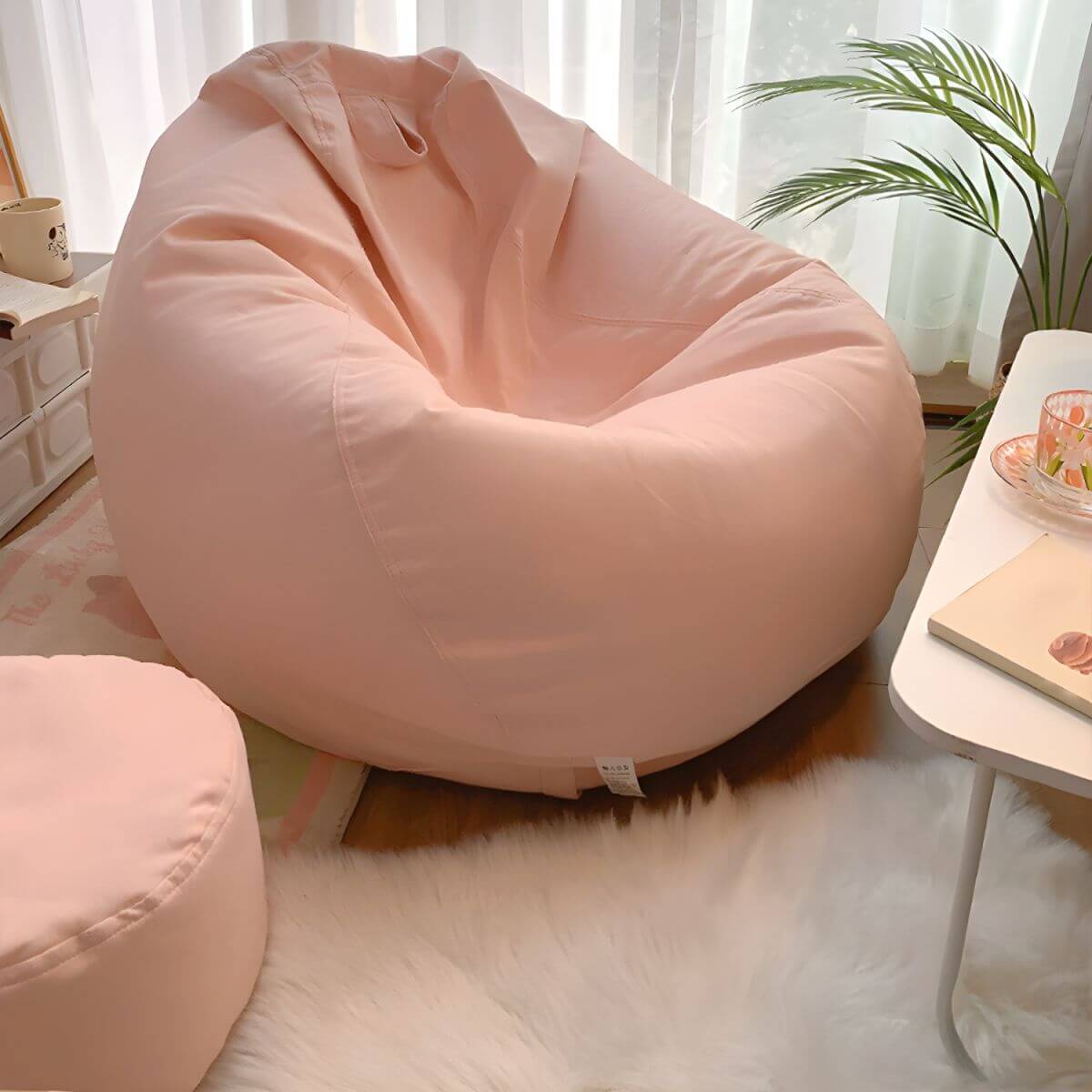 Cozy cotton blend bean bag chair in yellow Hauptbild