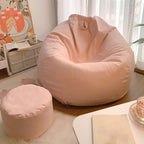 Stylish yellow bean bag chair in a living room