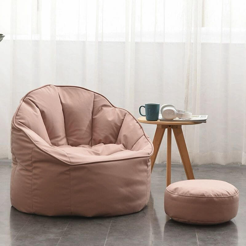 Cozy faux leather bean bag set in orange メイン画像