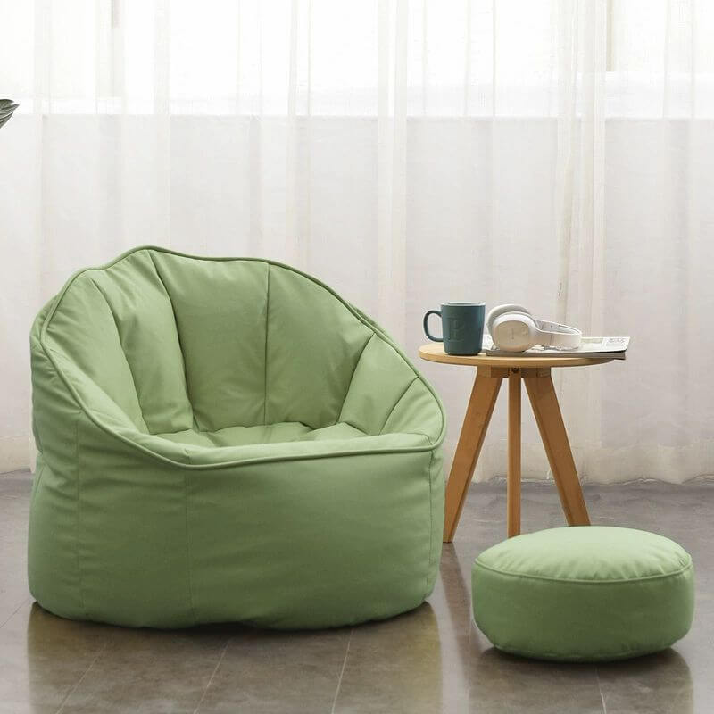 Comfortable bean bag chair in vibrant green