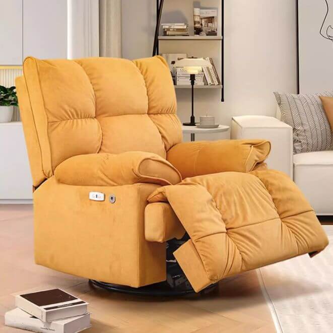 Stylish modern indoor rocking chair with black metal legs Imagen principal del producto