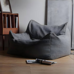 Front view of the solid color gray bean bag chair