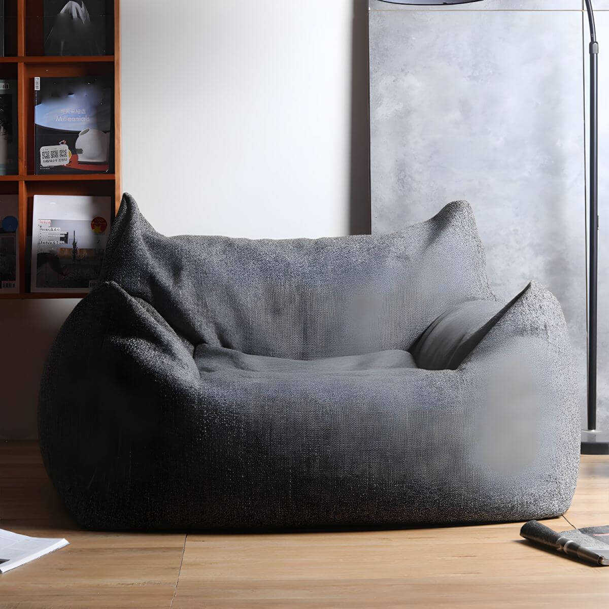 Removable cover of the gray bean bag chair