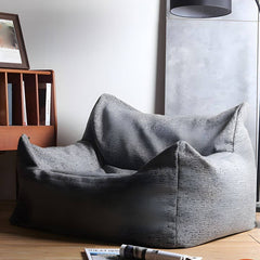 Cozy linen bean bag chair in a modern living room