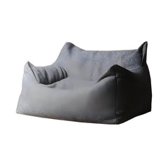 Side view of the gray bean bag chair