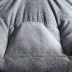 Overview of the gray bean bag chair fabric texture