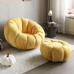 Versatile bean bag chair with ottoman in home setting