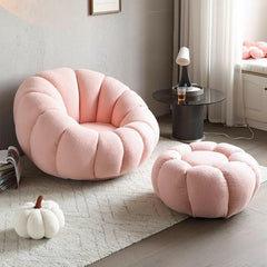 Elegant white bean bag chair in living room environment