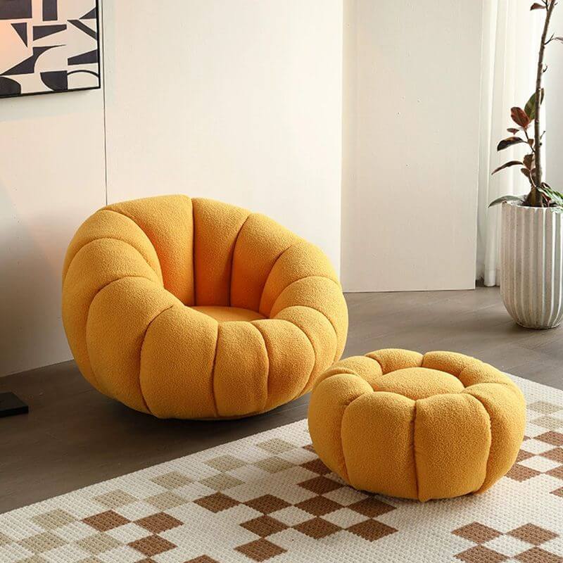 Large oversized velvet bean bag in solid color