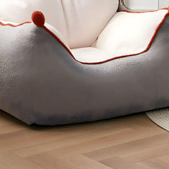 Stylish bean bag chair on carpeted floor