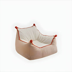 Cozy Sherpa White Bean Bag Chair in Grey