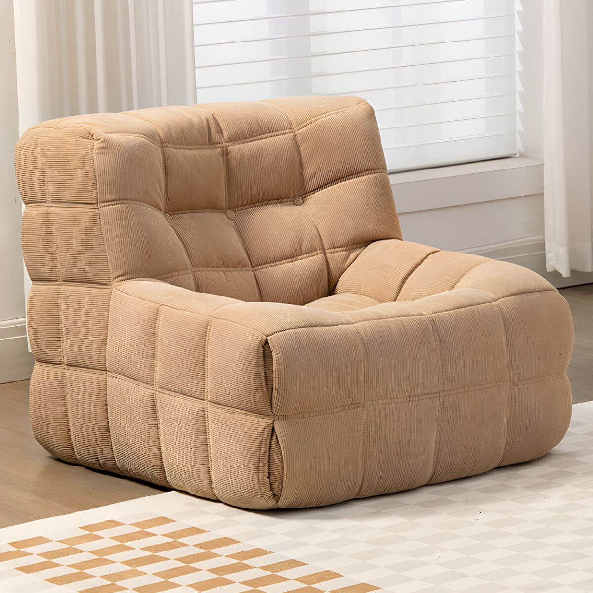 Beige corduroy bean bag chair