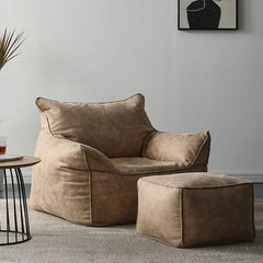 Stylish bean bag chair in living room setting