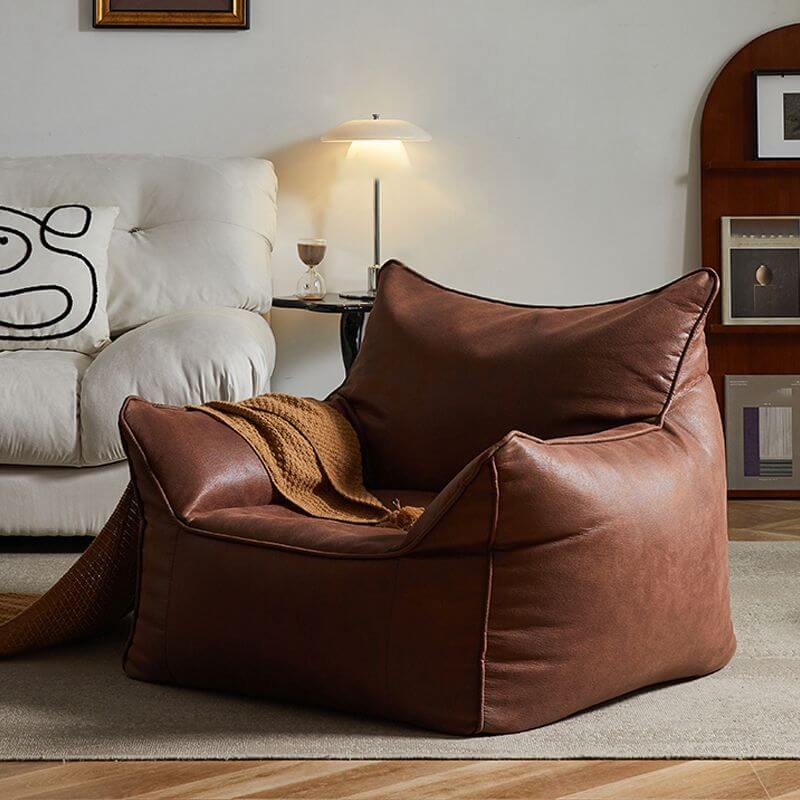 Cozy Suede Bean Bag Chair in Apricot