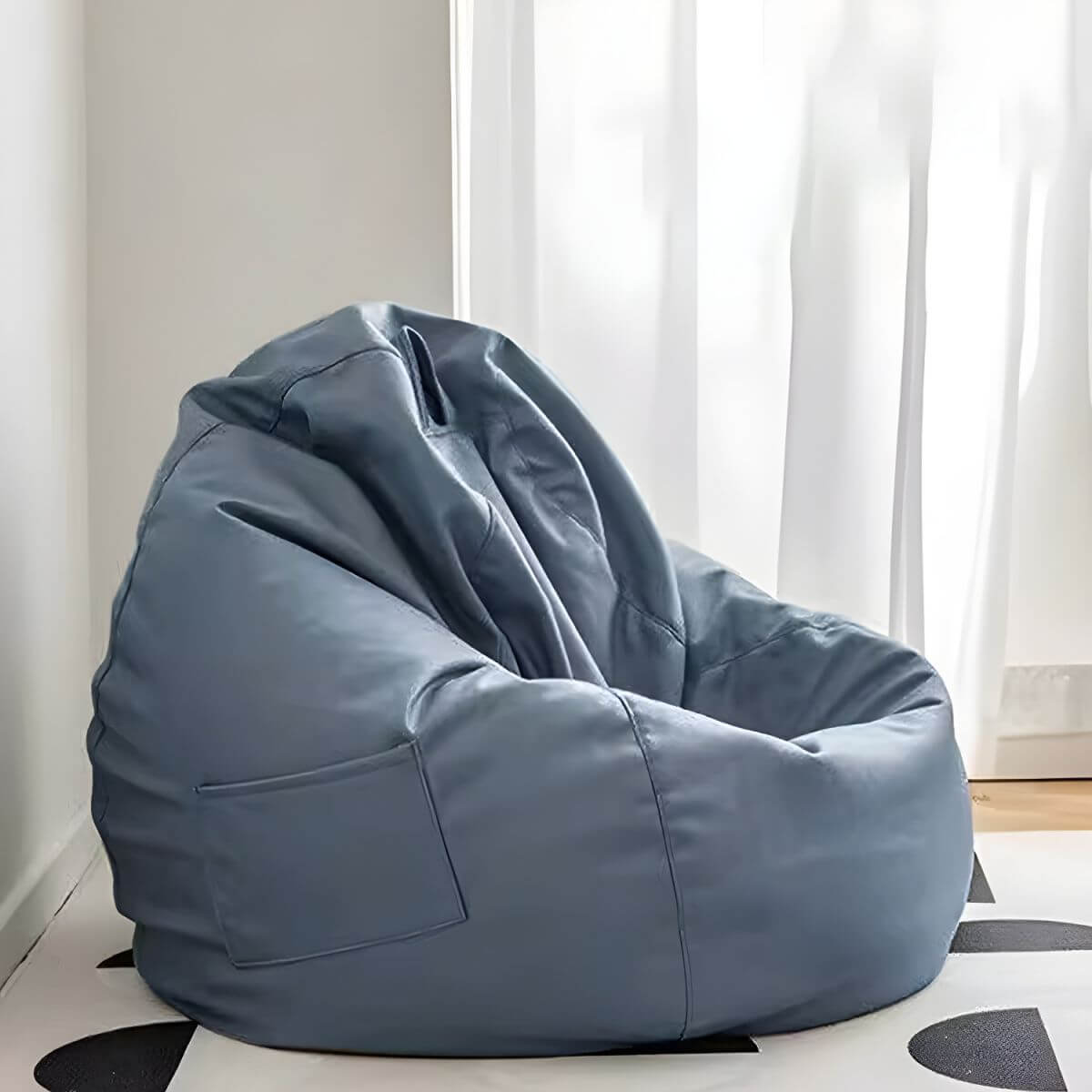 Cozy Waterproof Faux Leather Orange Bean Bag Set Imagen principal del producto