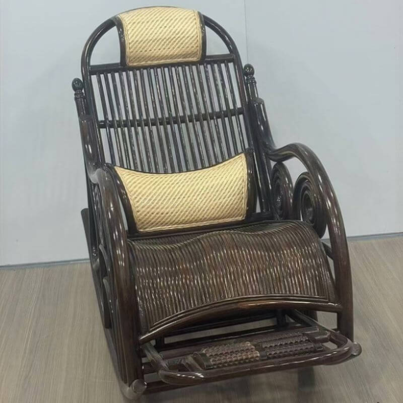 Light Brown Craftsman Cane Rocking Armchair