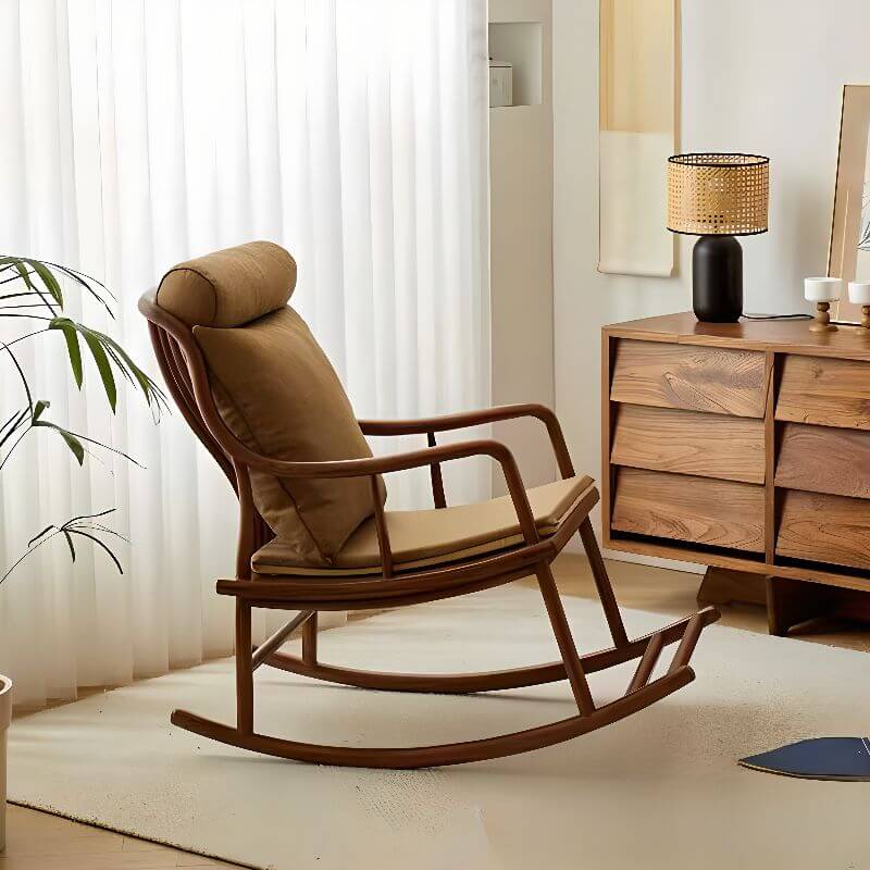 Craftsman Natural Wood Rocking Armchair in Nut-Brown color Hauptbild