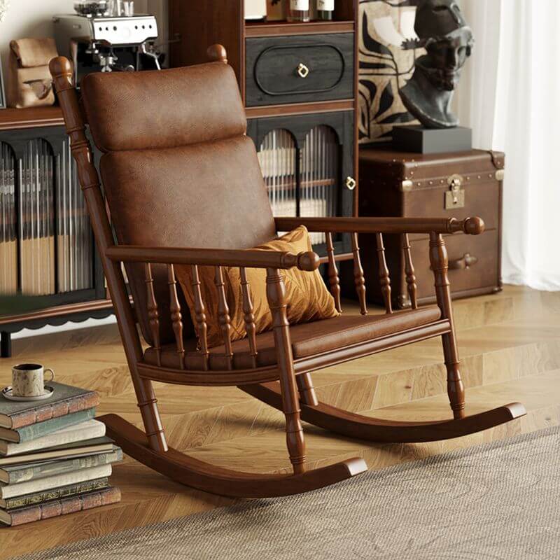 Craftsman Upholstered Rocking Armchair with Track Arm