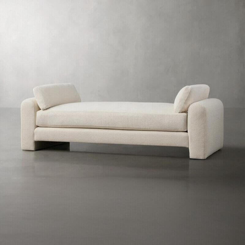 Cream Contemporary Wooden Solid Color Living Space Bench with Armrest and Padded Upholstery Secondary image
