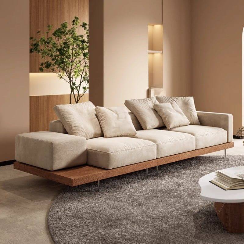 Cream floor sofa with armrest Imagen principal del producto