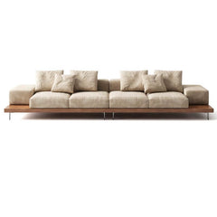 Cream floor sofa with armrest