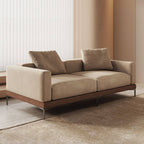 Four pillows on cream sofa