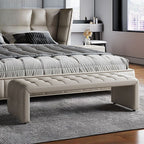Cream upholstered bedroom bench