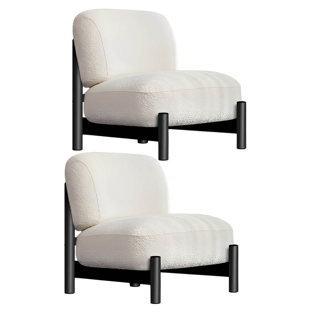 Cream solid color velveteen side chair front view