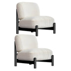 Cream solid color velveteen side chair front view