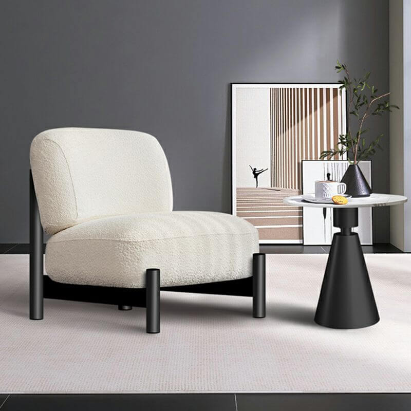 Modern side chair with fixed back and pillow