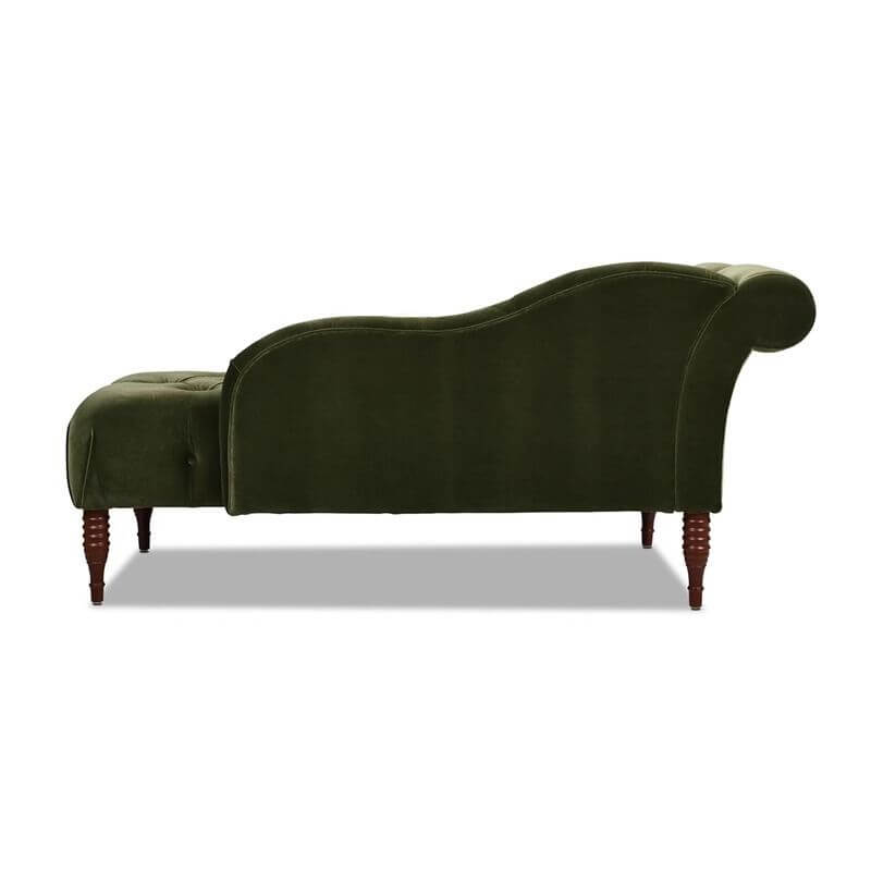 Elegant living room with a green cushioned chaise