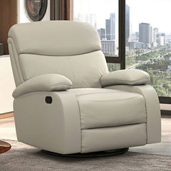 Cushioned recliner chair with swivel glider