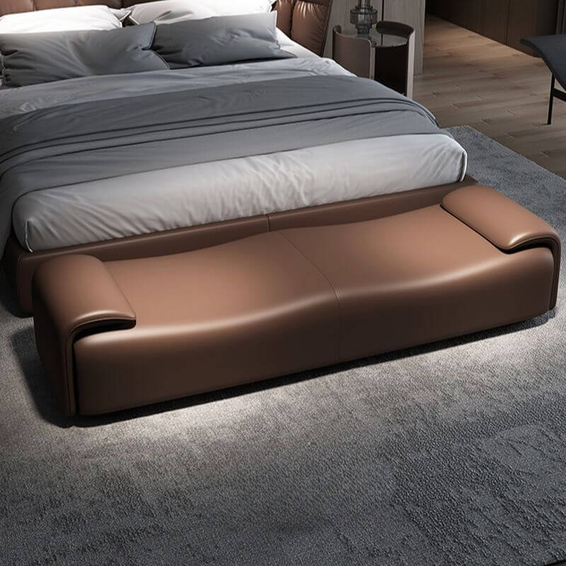 Cushioned Solid Color Accent Bench in Off-White Hauptbild