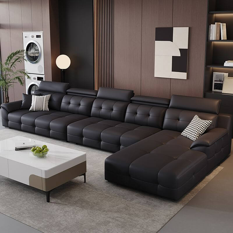 dark 5-seater sofa recliner side view Main image