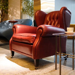 accent chair with rich colors and tufted design