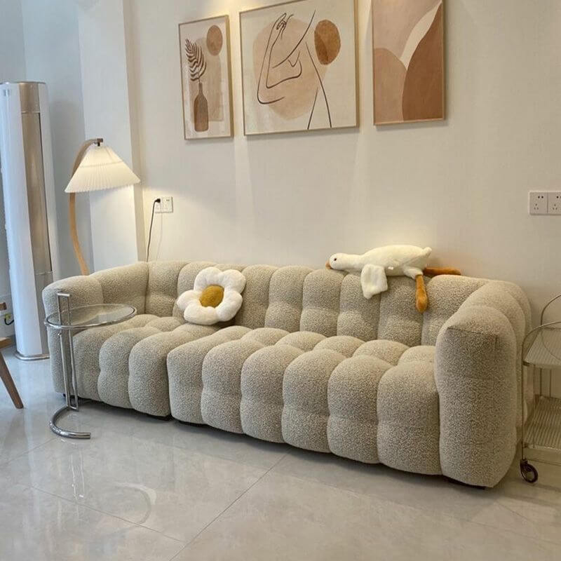 Dove Grey Sherpa Upholstered Floor Sofa Main image