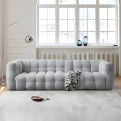 Dove Grey Sherpa Upholstered Floor Sofa