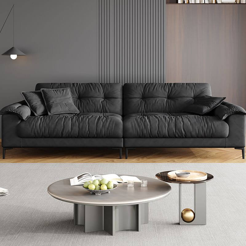 Modern grey upholstered sofa