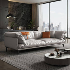 Comfortable off-white upholstered sofa