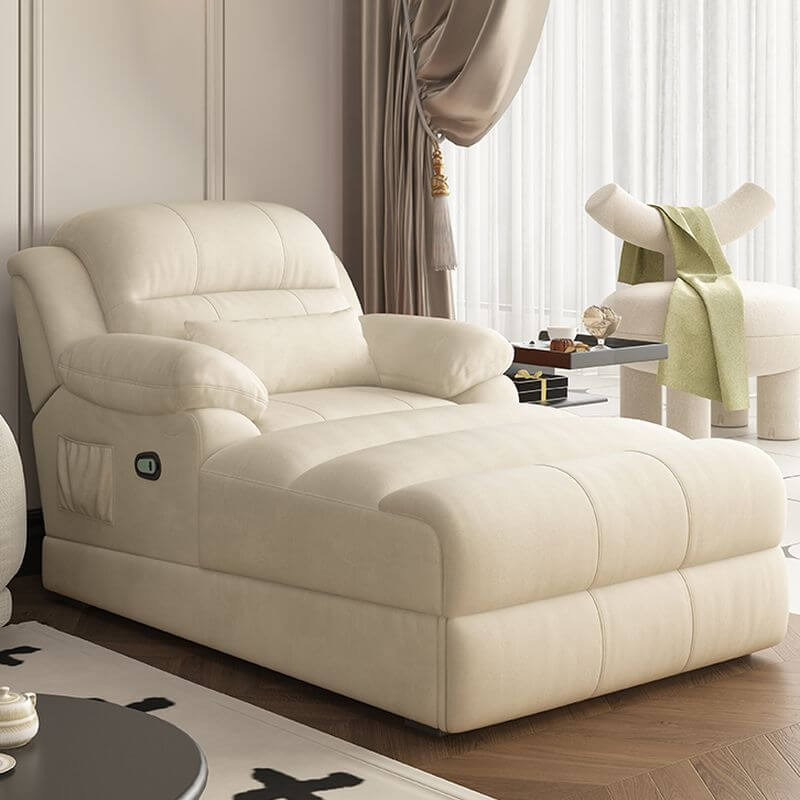 Electric Dual-Sided Arm Chaise Lounge in white leather Hauptbild