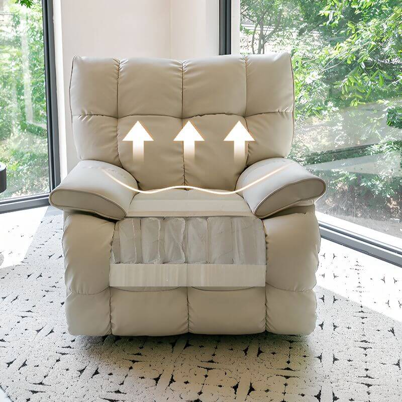 Electric Reclining Chair with Beige Eco-Leather