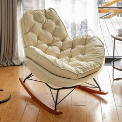 Elegant Brown Metal Rocking Chair from the side view