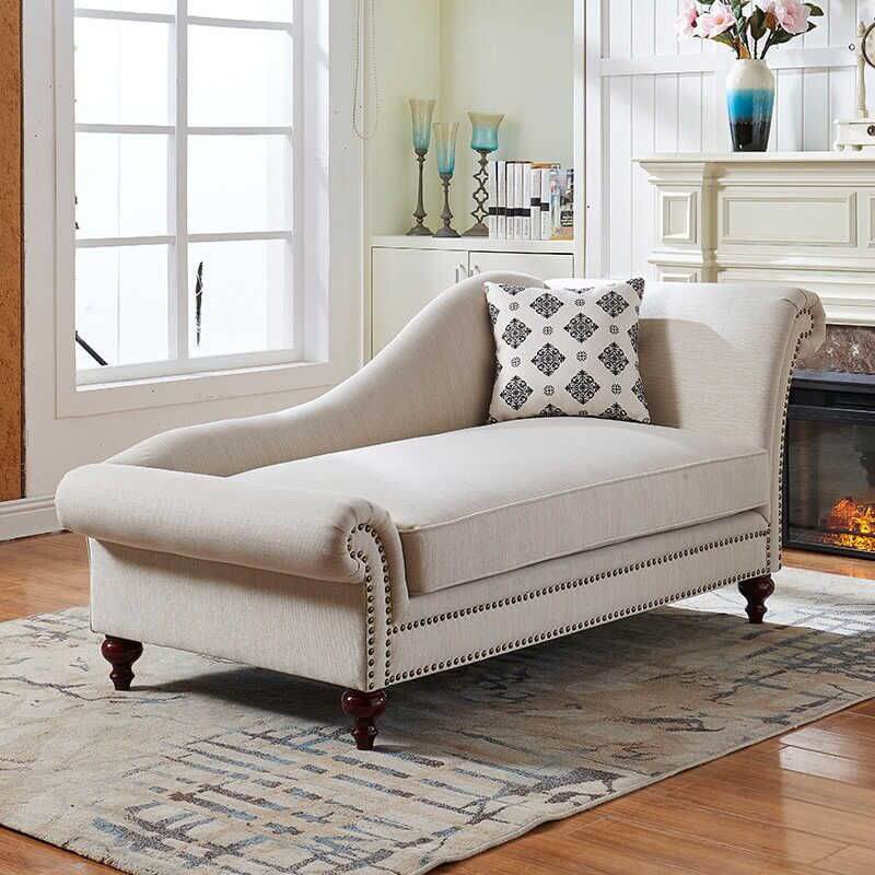 Elegant chaise lounge chair with stud trim