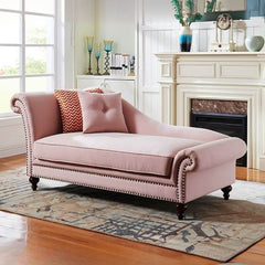 Elegant chaise lounge chair with stud trim