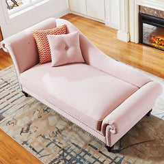 Left-arm chaise lounge chair placed in cozy reading nook