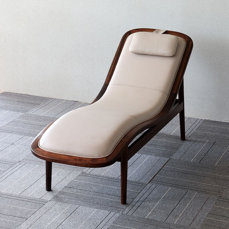 Elegante cremefarbene gepolsterte Akzent-Chaiselongue, unabhängige Installation Zweitbild