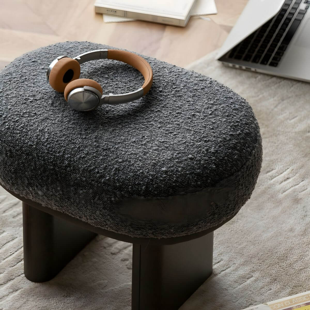 Contemporary decor with Dark Gray Accent Stool
