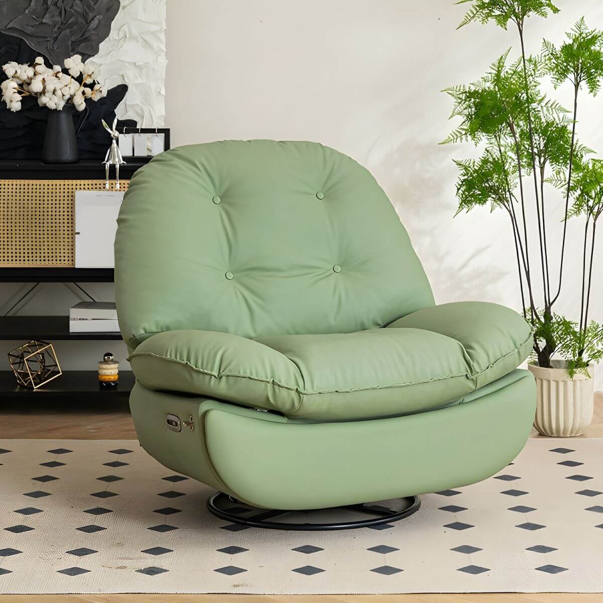 Elegant faux leather recliner in beige Main image